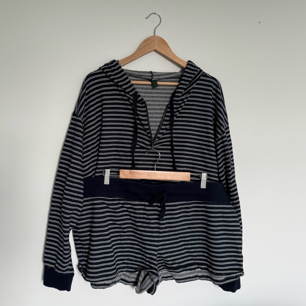 Striped Hoodie and Shorts Set